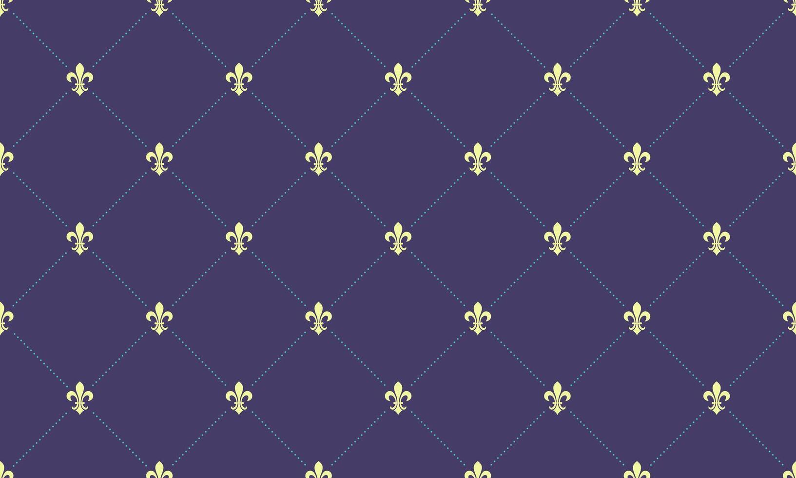 A blue and yellow pattern with fleur de lys vector