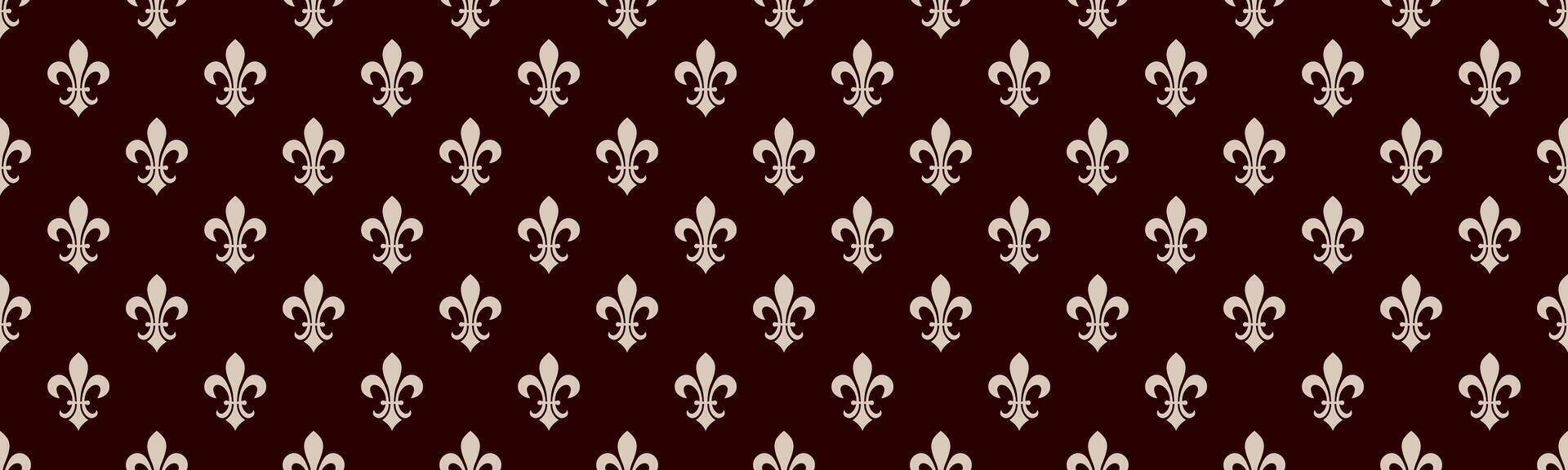A pattern with white and brown fleur de lis vector