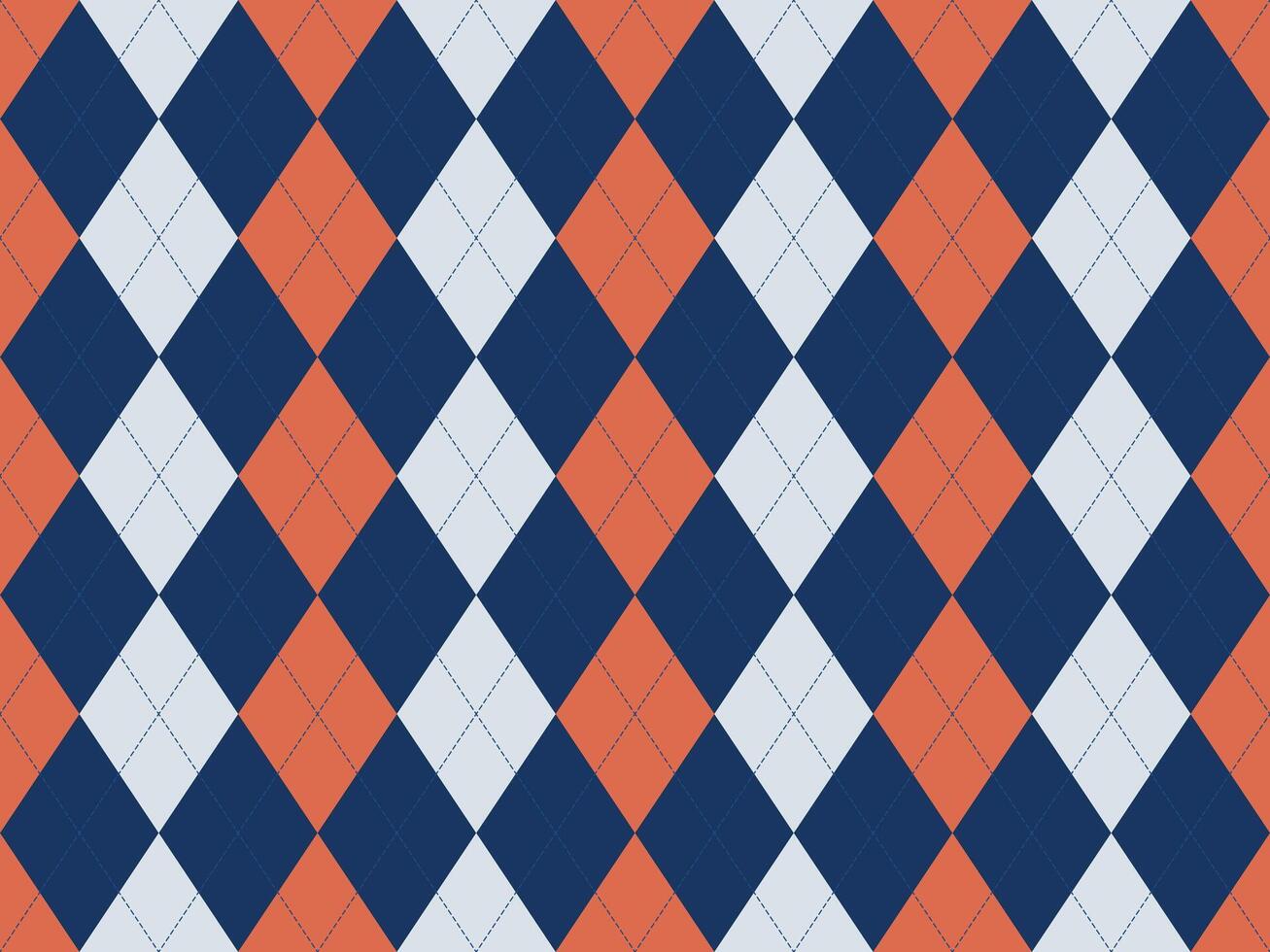 Stylish argyle pattern in navy, coral, and white. Perfect for backgrounds, textiles, or fashion design. Geometric and classic, this seamless texture offers a sophisticated, timeless aesthetic. vector