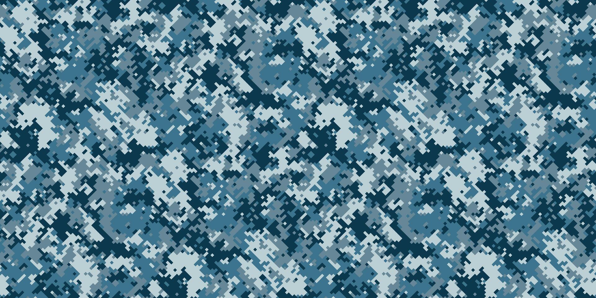 Seamless digital camouflage pattern in cool blues and grays. Ideal for backgrounds, textiles, or militarythemed designs. vector