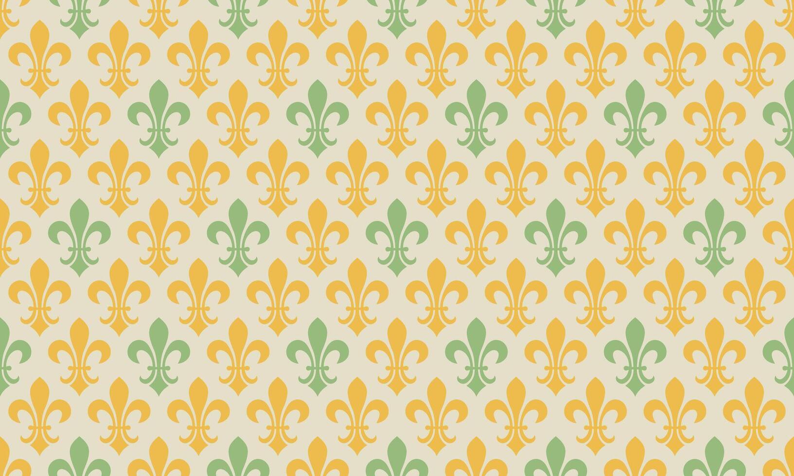 A pattern with green and yellow fleur de lis vector