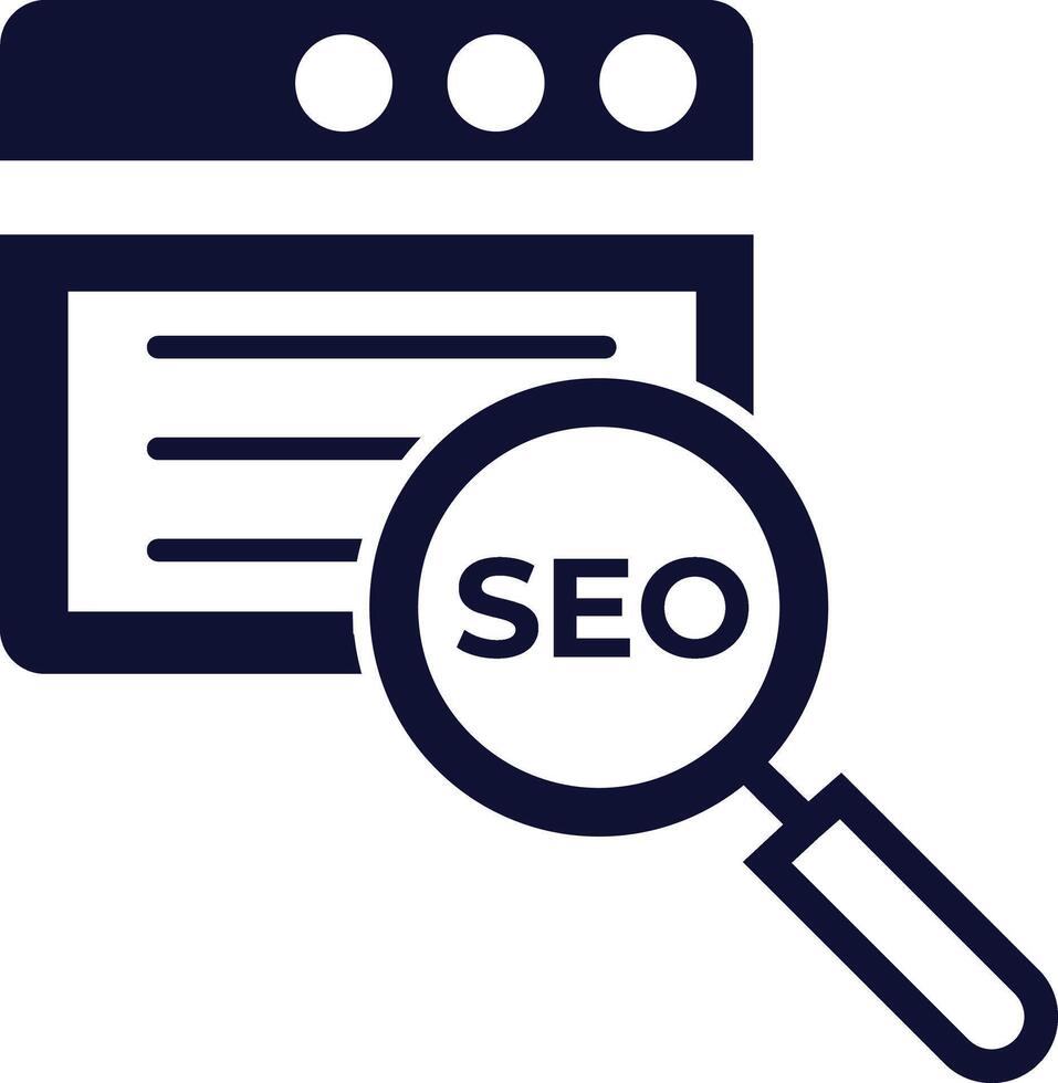 Black document with header and list items and a magnifying glass overlaying the list. Illustration vector