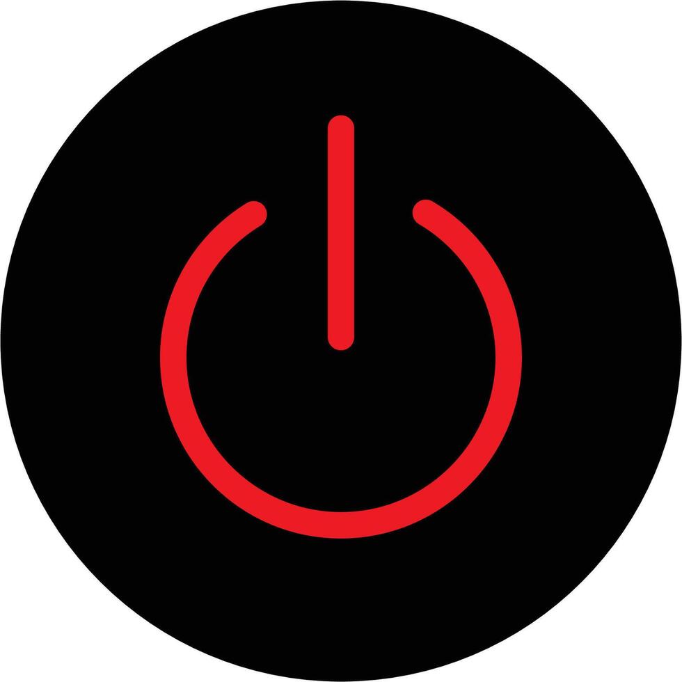 Red Power Button Icon, Minimalistic Design, On Off Switch Symbol, Illustration vector