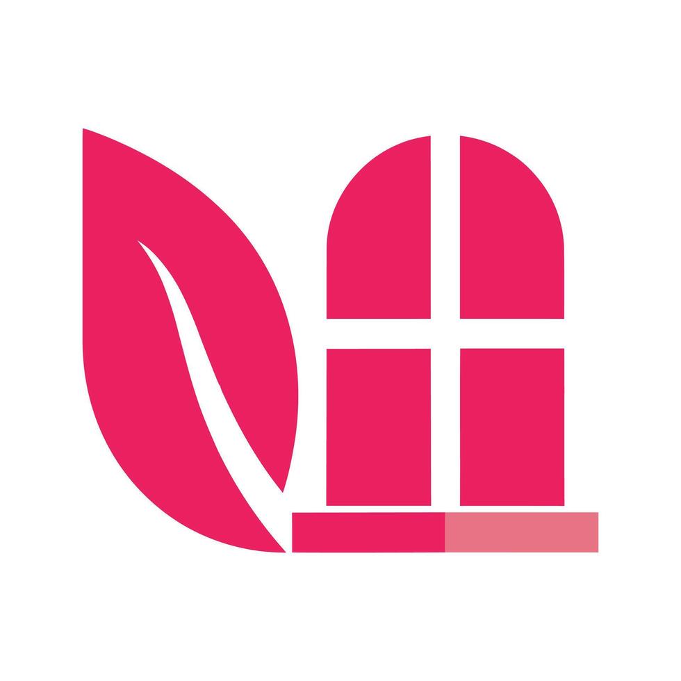 Abstract Pink Leaf and Window Design Element vector
