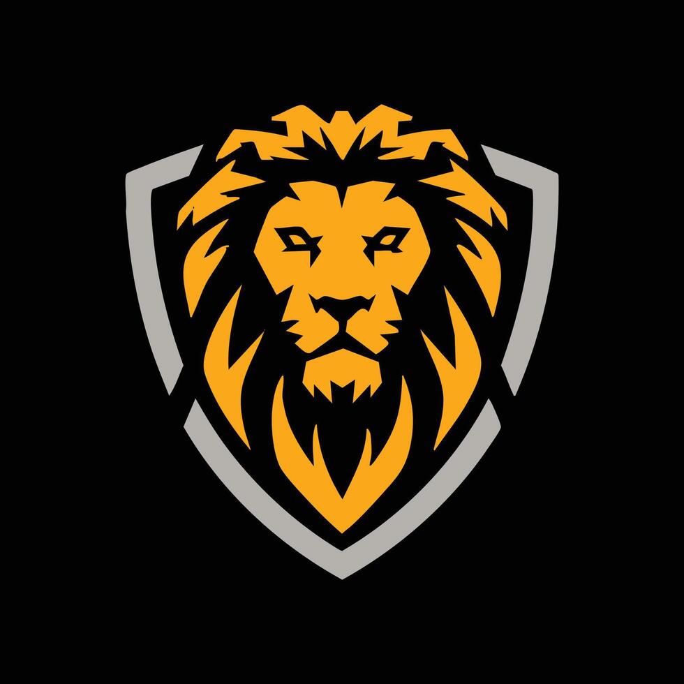 Powerful Lion Head Emblem on a Shield vector