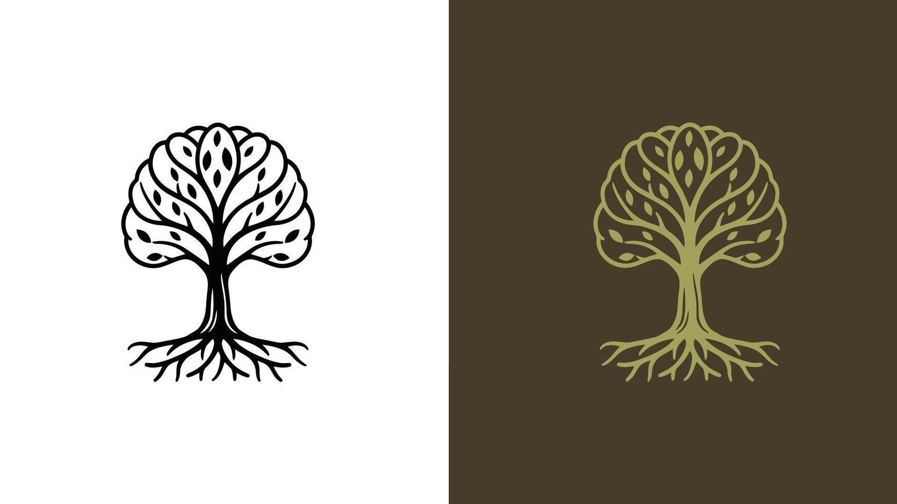 Stylized Tree Logos Depicting Growth, Life, and Natural Harmony. vector