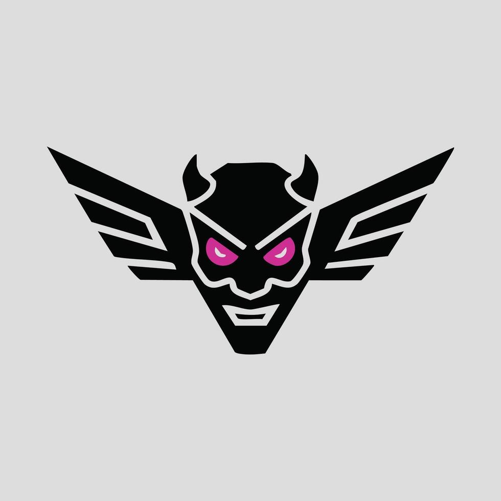 Intense, Symbolic Demon Logo with Wings vector
