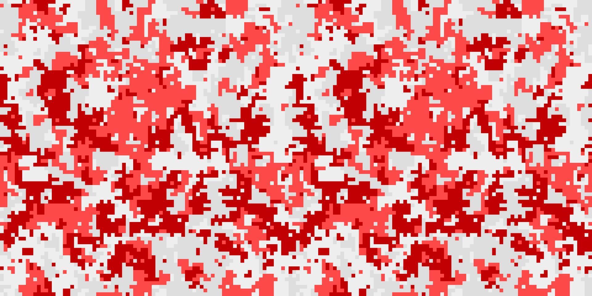 Abstract red and white digital camouflage pattern. Perfect for backgrounds, textiles, or fashion designs. Modern, stylish, and versatile, this pixelated texture offers a unique visual appeal. vector