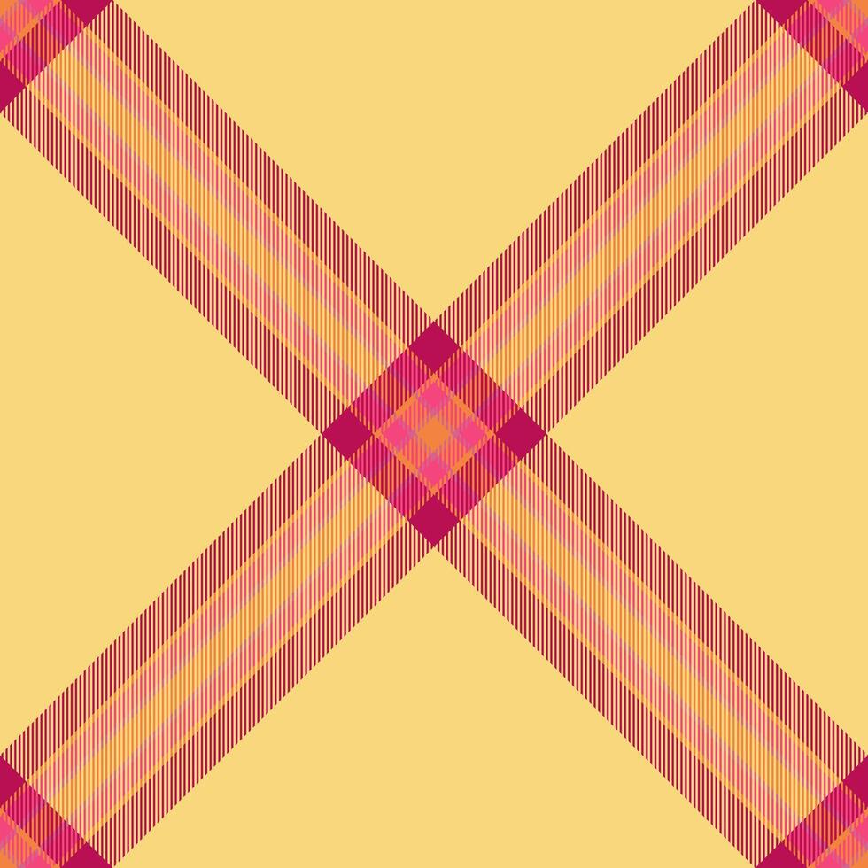 Packing tartan seamless, pretty textile background check. Styling fabric plaid texture pattern in amber and pink colors. vector