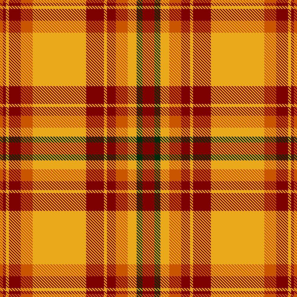Event plaid seamless tartan, stitch pattern fabric textile. Checkered check texture background in amber and maroon colors. vector