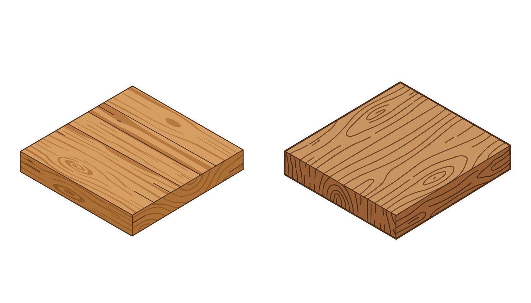 Isometric Wooden Planks with Detailed Wood Grain vector