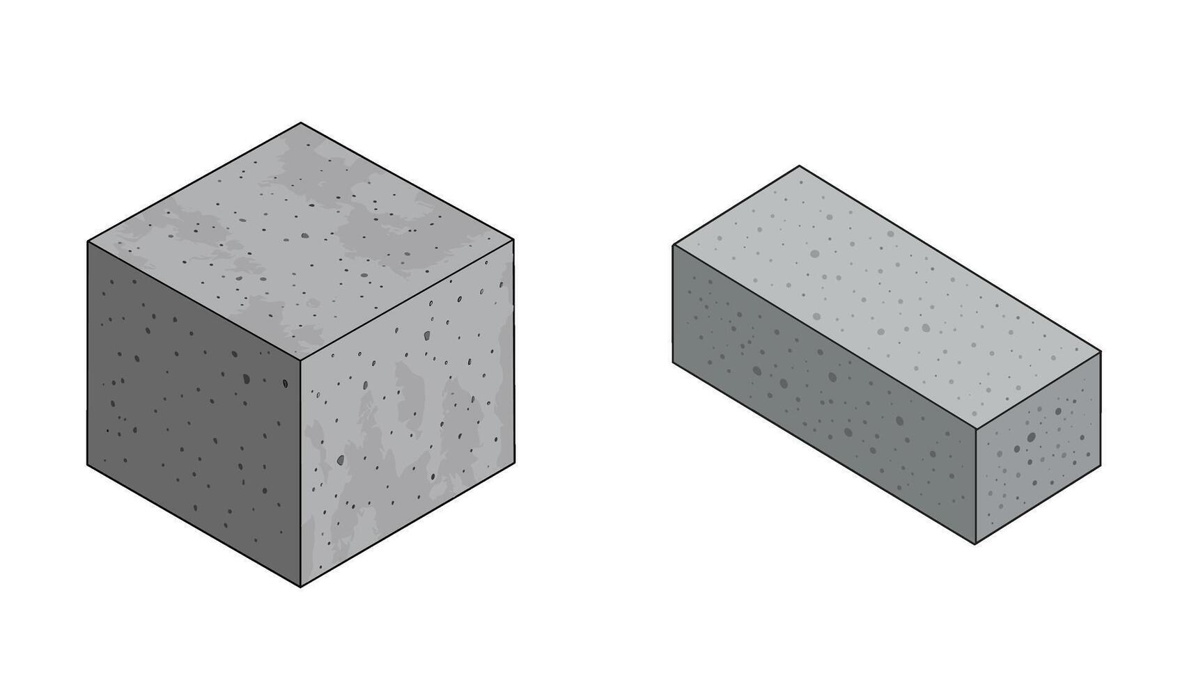 Concrete Blocks Isometric View of Cube and Rectangular Prism vector