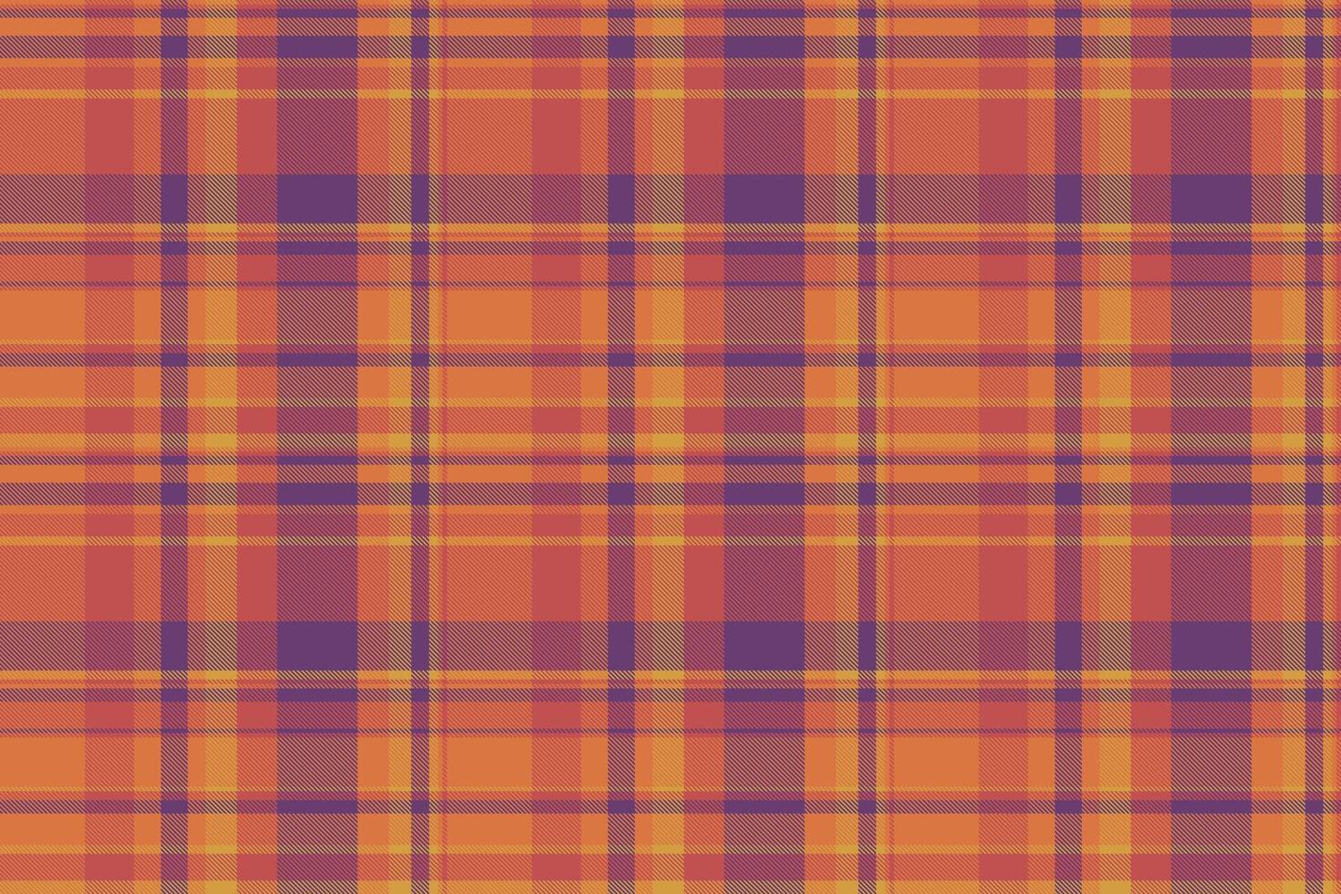 Cool textile seamless tartan, trend pattern check plaid. Woman texture fabric background in orange and red colors. vector