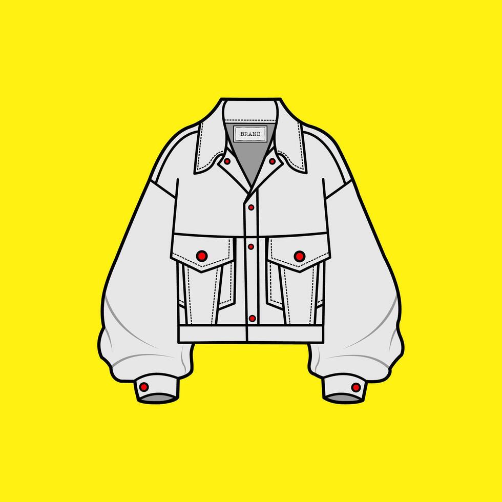 Stylish Oversized Jacket Fashion Illustration on Yellow Background vector