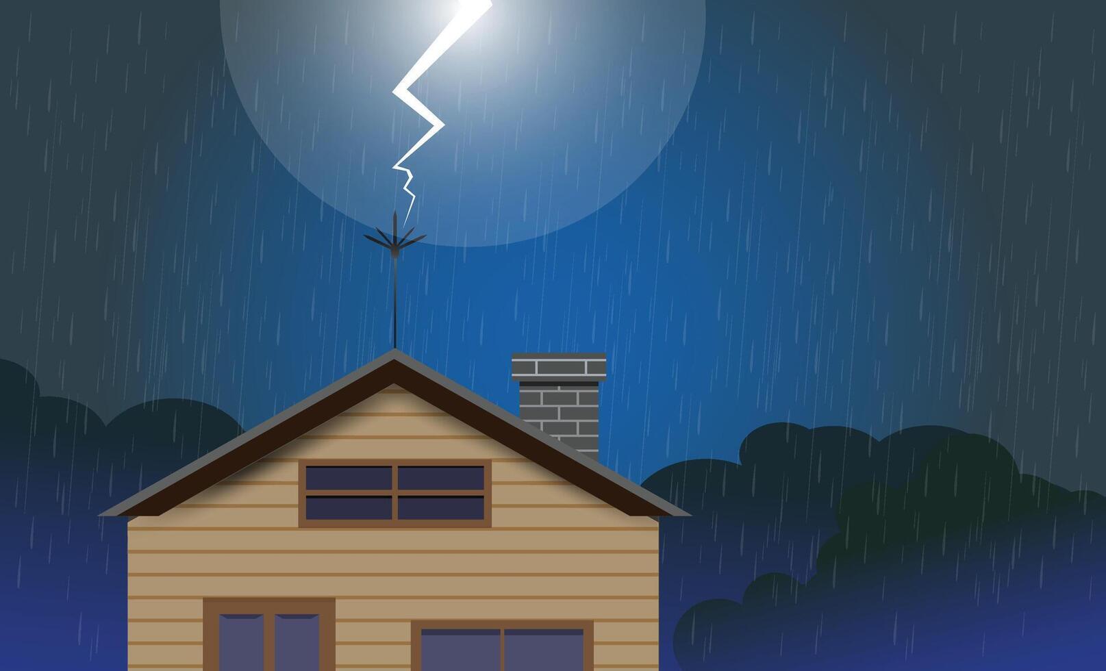 House under lightning during a storm vector