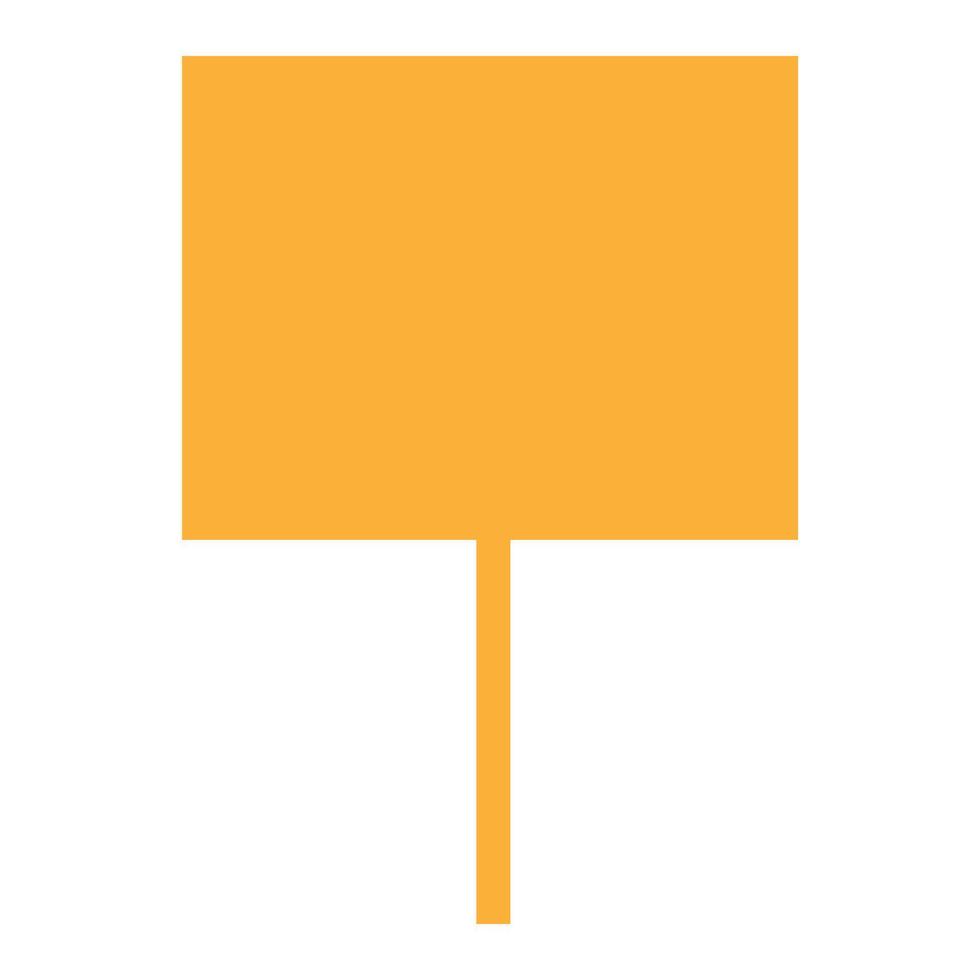 A flat orange square signboard on a pole, useful for signage or message illustrations. vector