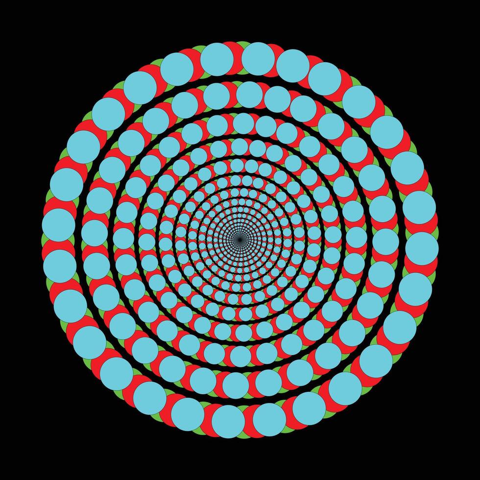 A colorful spiral vortex made of gradient dots creating a mesmerizing optical illusion vector