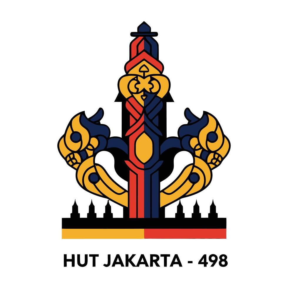 Colorful, Ornate Emblem of HUT Jakarta - 498 vector