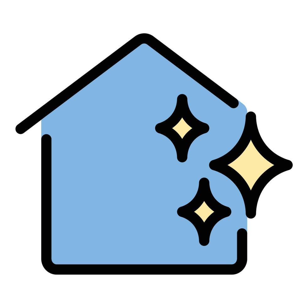 Clean house icon flat line style illustration representing home cleanliness and sanitation, suitable for housekeeping services, cleaning products, and home maintenance projects vector