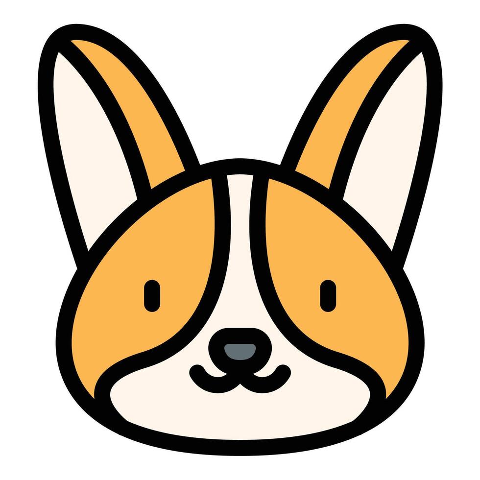 Corgi icon flat line style illustration representing the corgi dog breed, suitable for pet care services, animal-themed projects, and dog breeding promotions vector