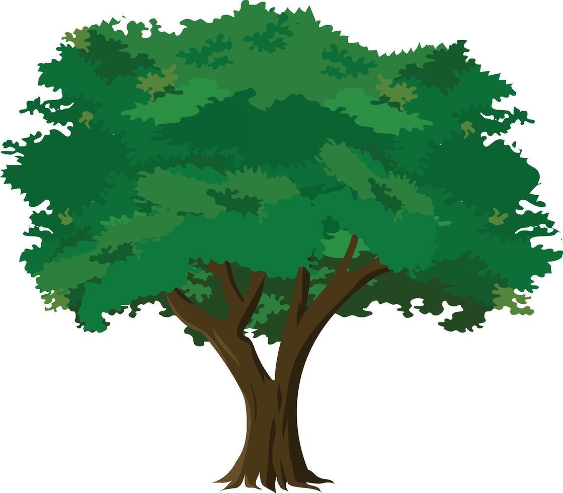 Cartoon Green Tree Illustration with Dense Foliage for Animation Background, Nature Game Scene, Village Landscape or Educational and Explainer Videos vector