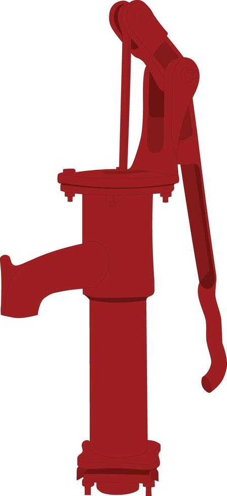 Traditional Indian Tube Well Hand Pump Illustration. Red Manual Water Pump for Village Animation vector