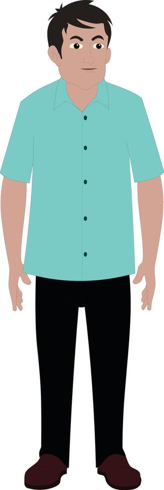 A cartoon man in a blue shirt and black pants.Rural Indian man cartoon character free download vector