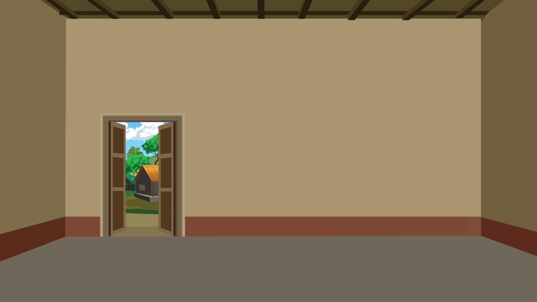 Empty room with open doorway vector