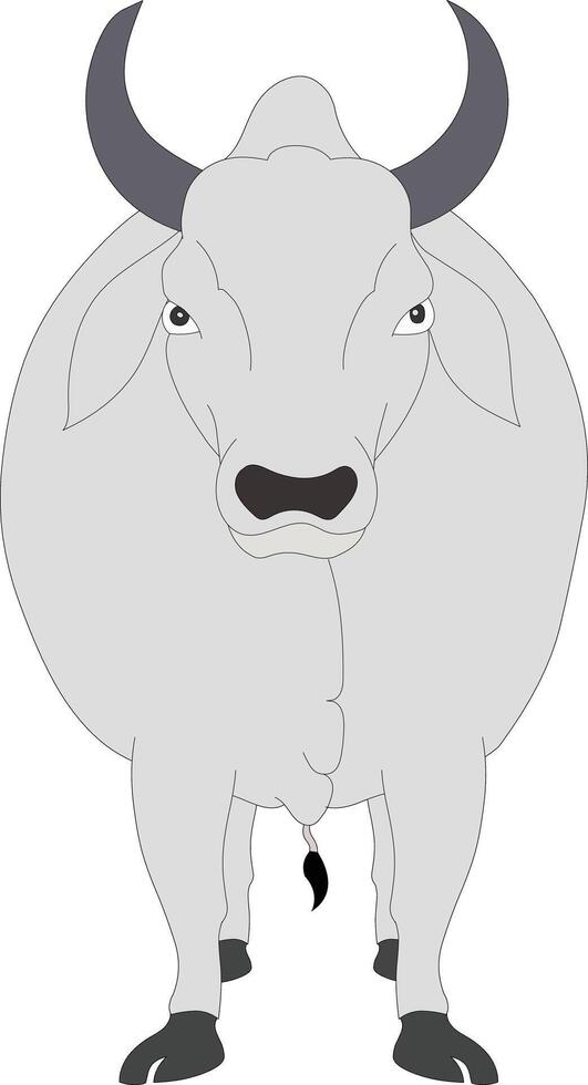 Cartoon Bull Character Isolated Front View. Ox Character Illustration for Animation, Mascot, and Farm Animal Design vector
