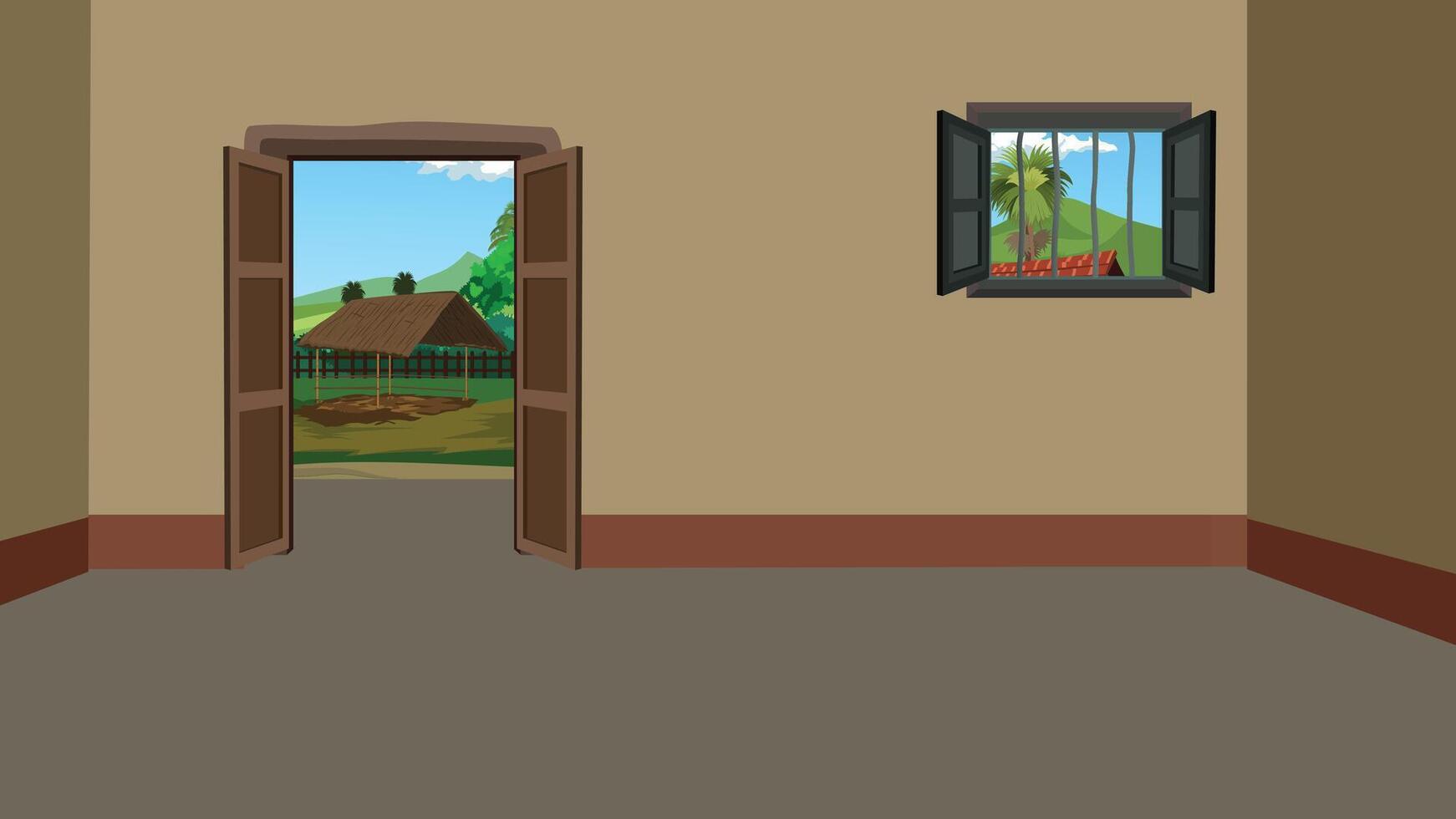 Room with view of countryside vector