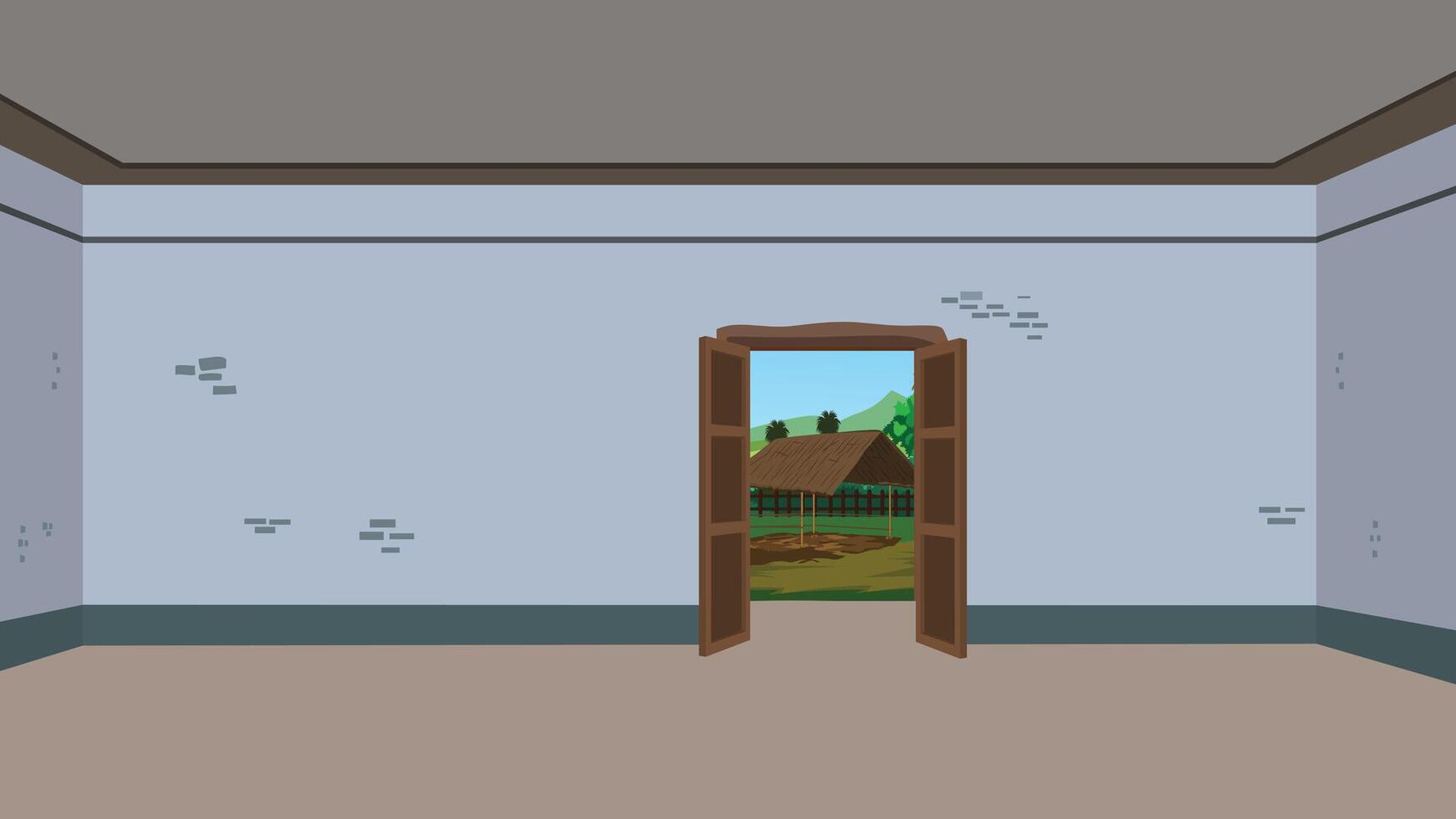 Empty room with open doorway vector