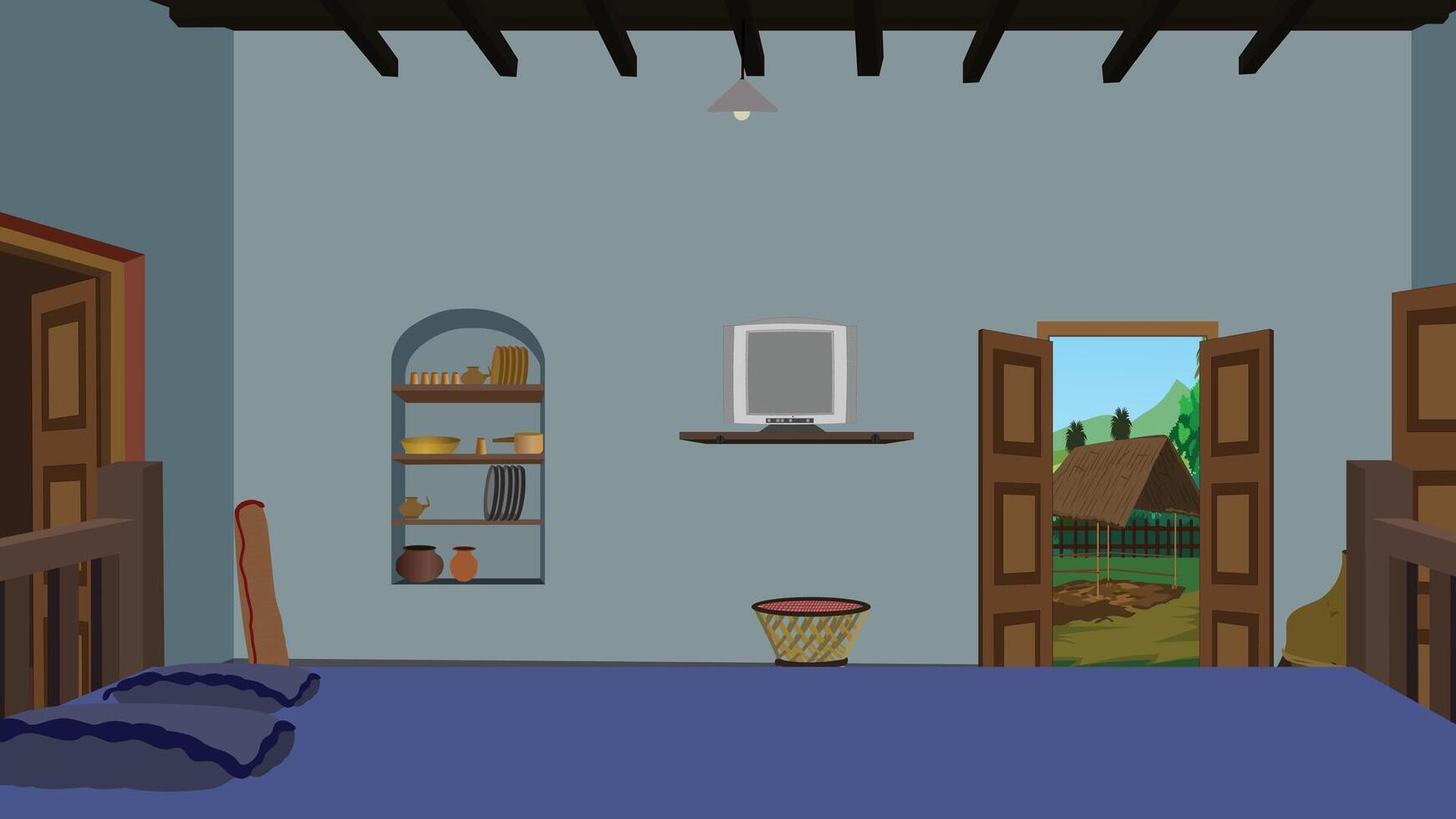 Interior view of a cozy bedroom vector