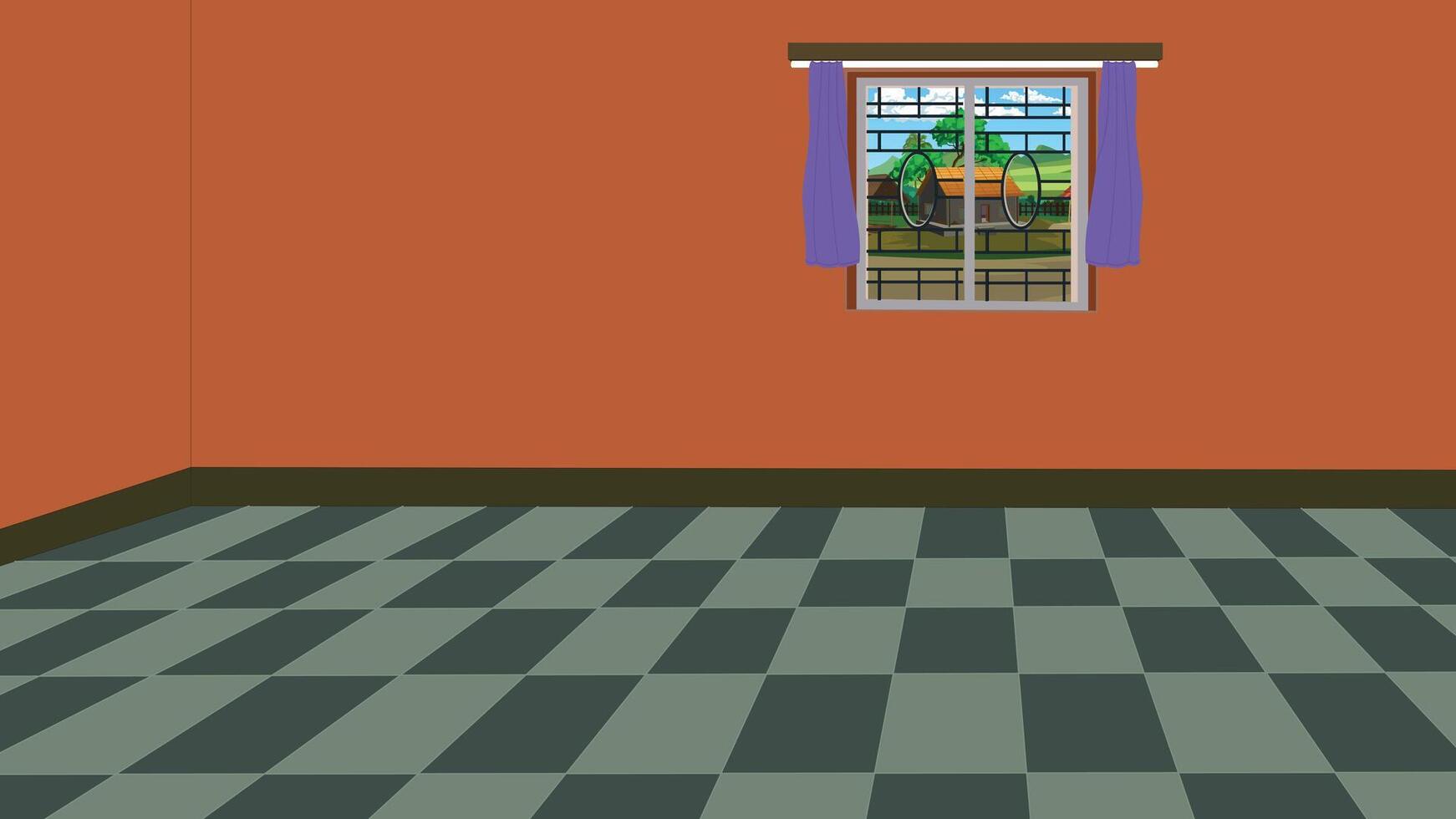 Interior view of a room with window vector