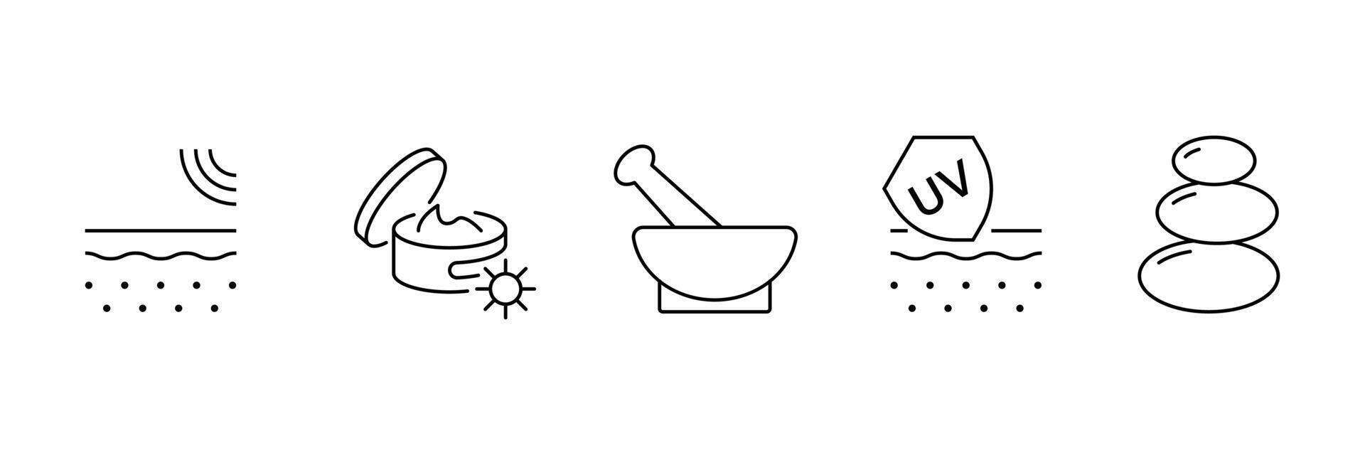 Set of liner skin moisturizing icon collection. Skin care, facia, moisture symbol. vector