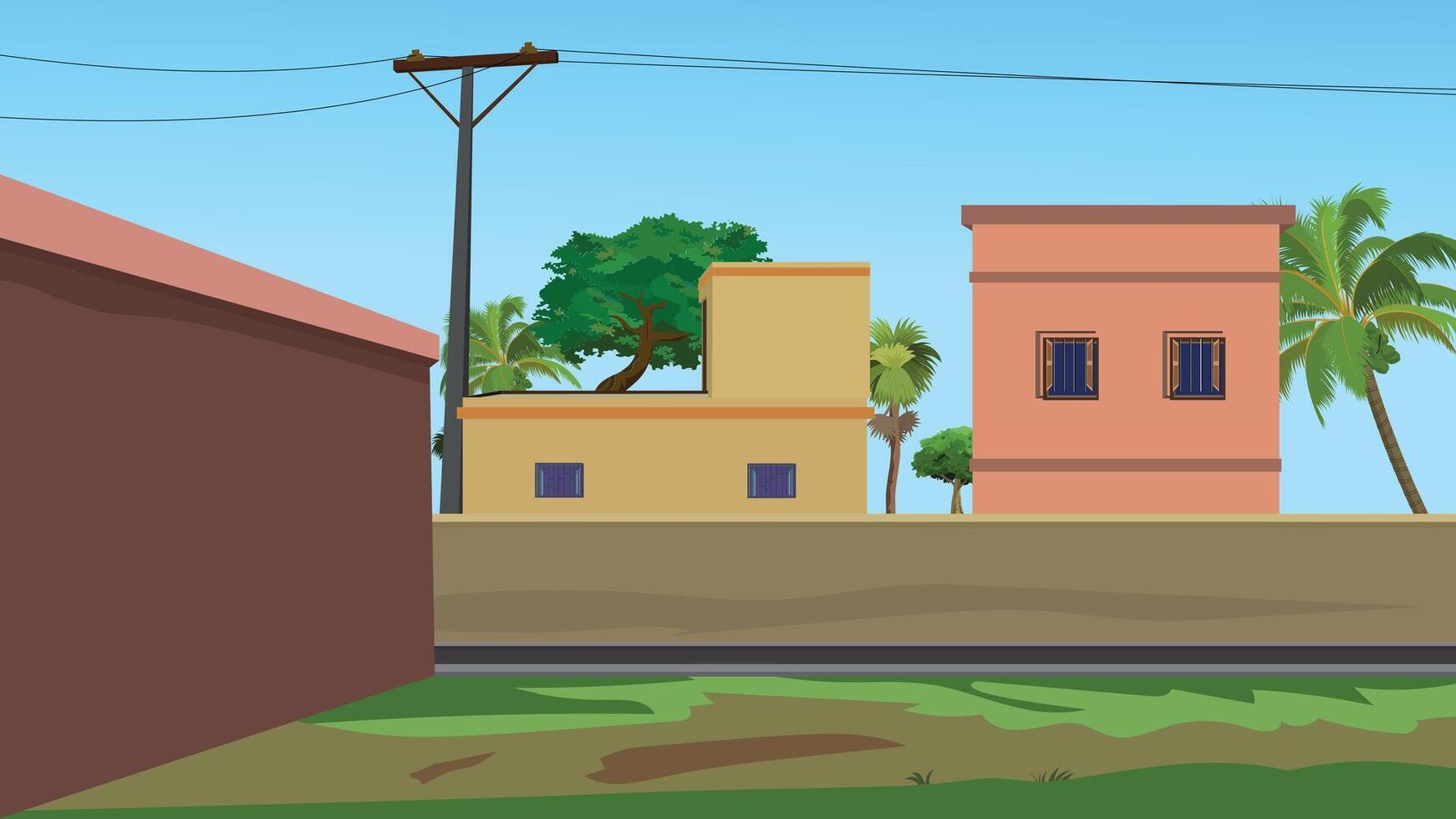 Vibrant urban landscape with palm trees vector