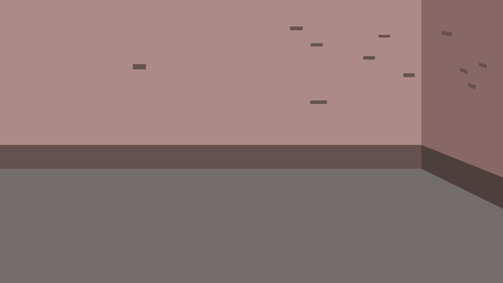 Empty Old Indian Village House Wall Corner Interior Background. Cracked Pink Plaster Wall Room Scene for 2D Cartoon Animation, Rural Storyboards, and Traditional Art Projects vector