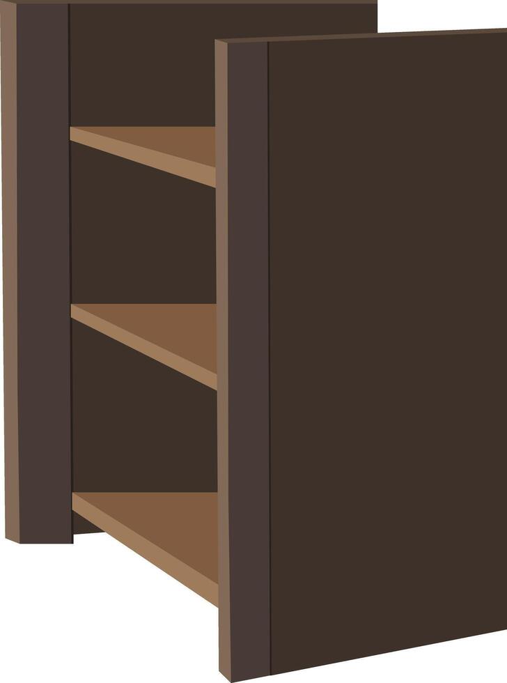 A brown wooden shelf with two shelves vector