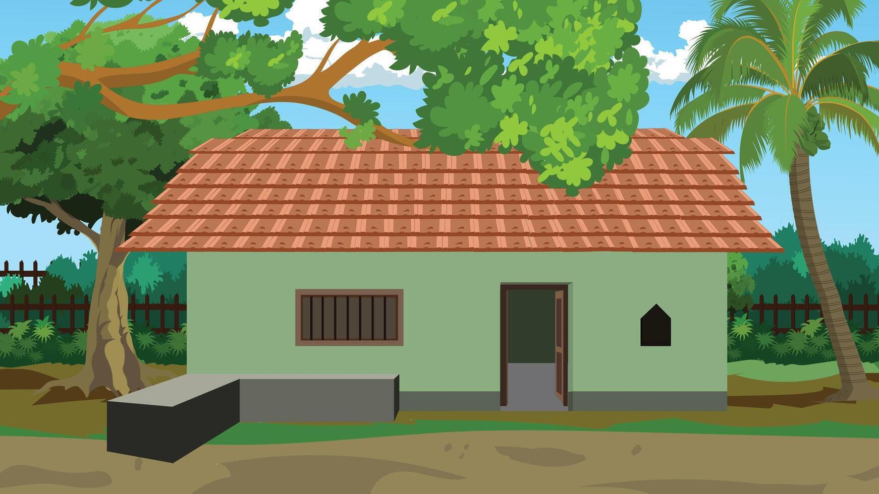 A house in a green landscape vector