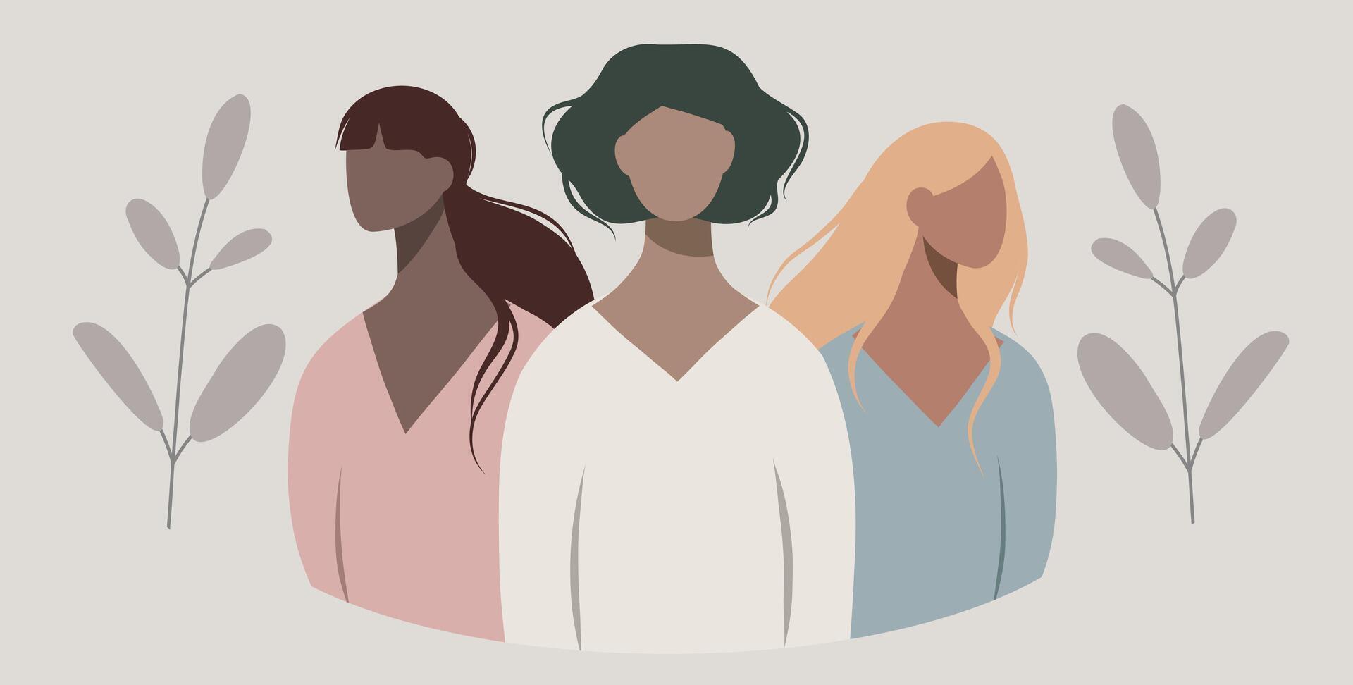 Diverse women illustration in minimalist style vector