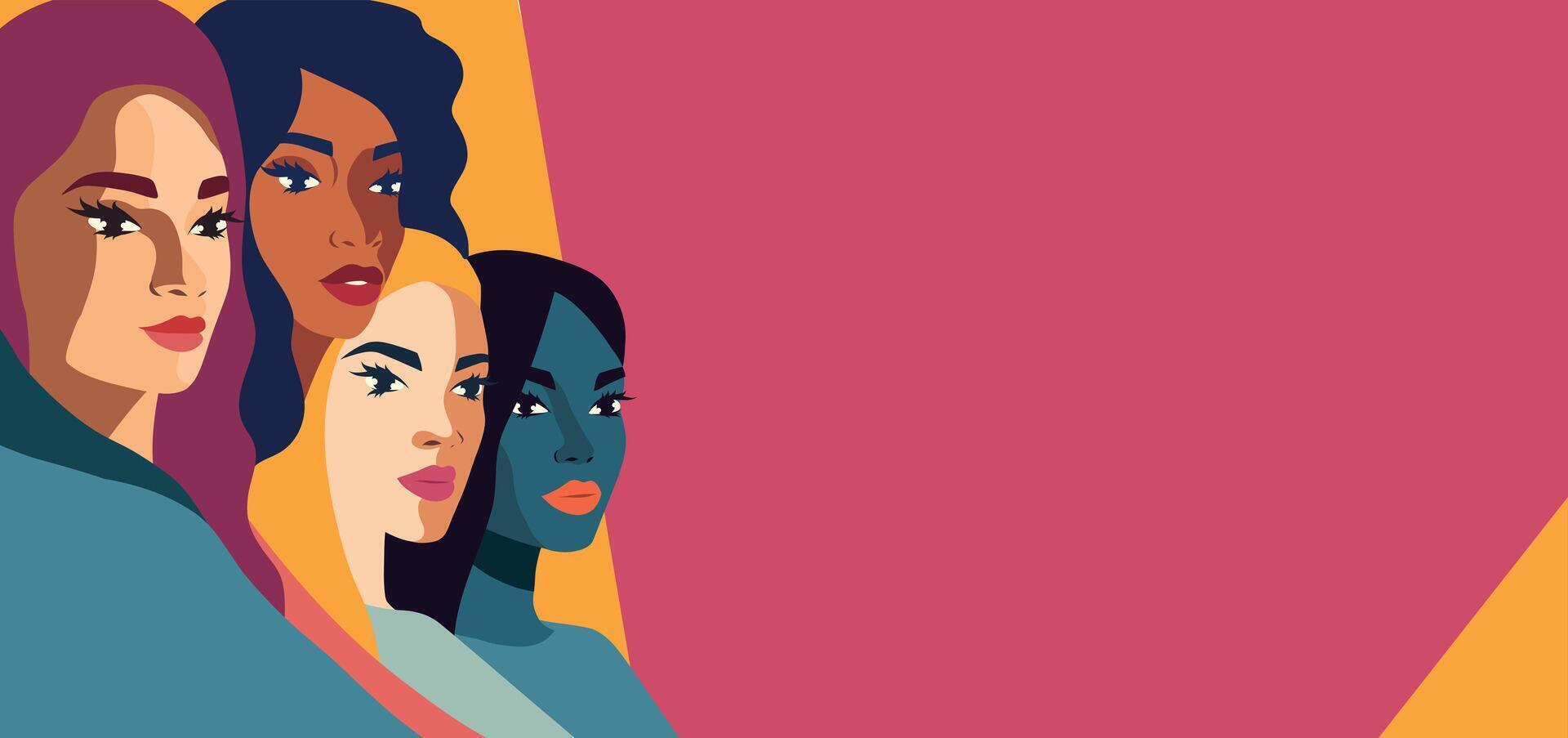 Diverse women illustrated in modern art vector