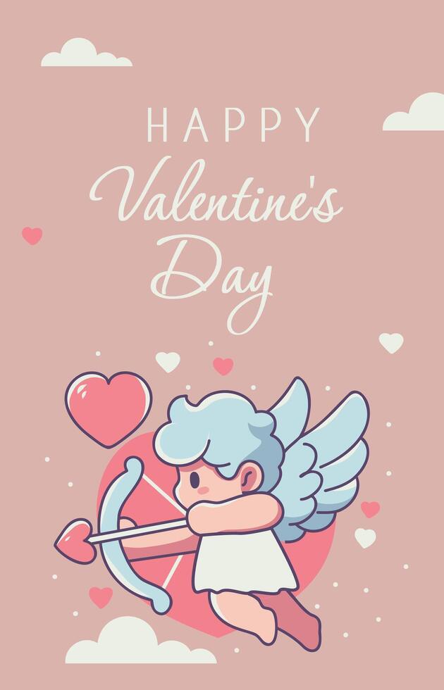 Celebratory Valentine's Day angel illustration vector