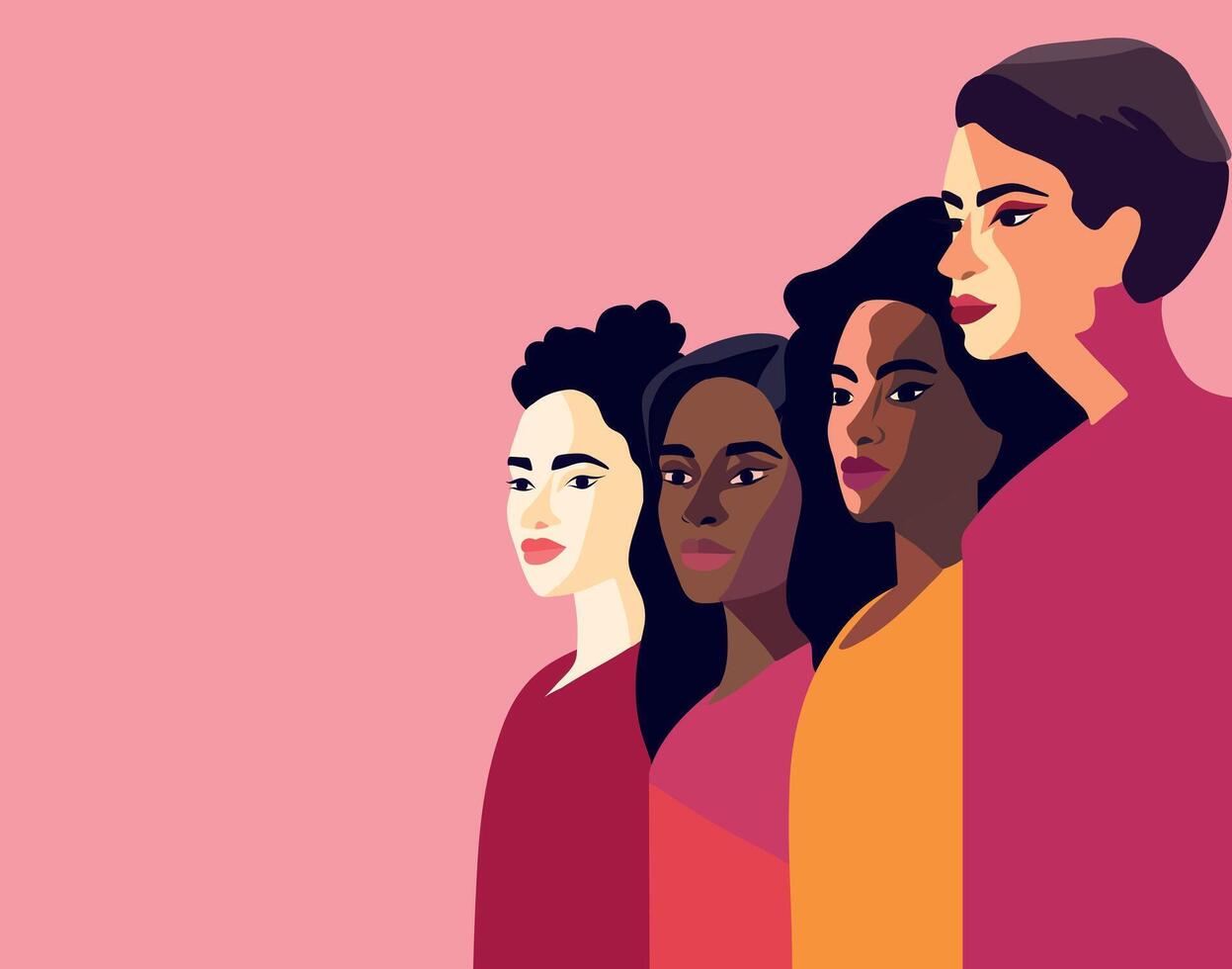 Diverse women illustration in vibrant colors vector
