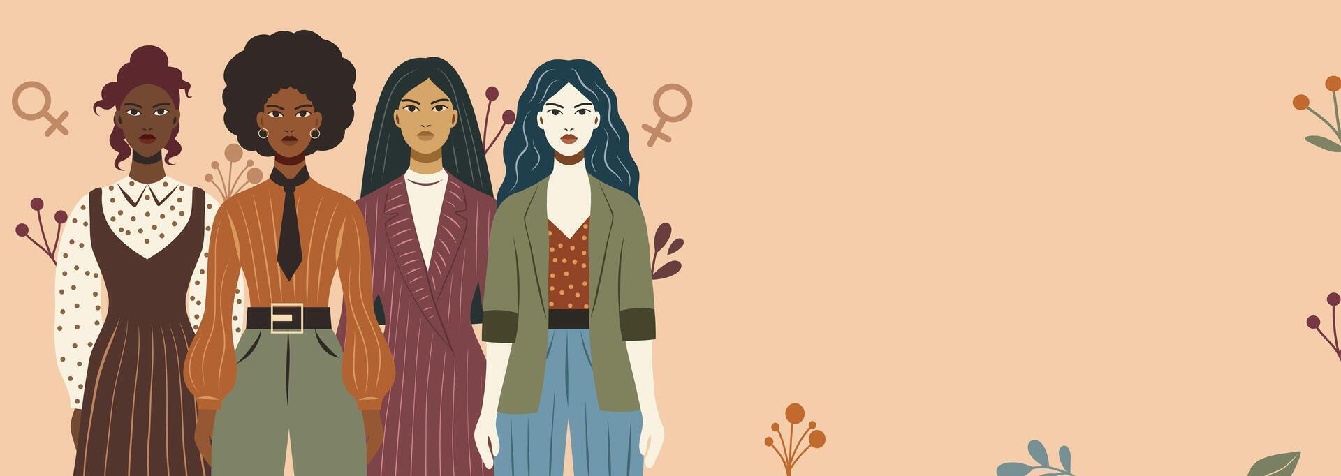 Illustration of four diverse women vector