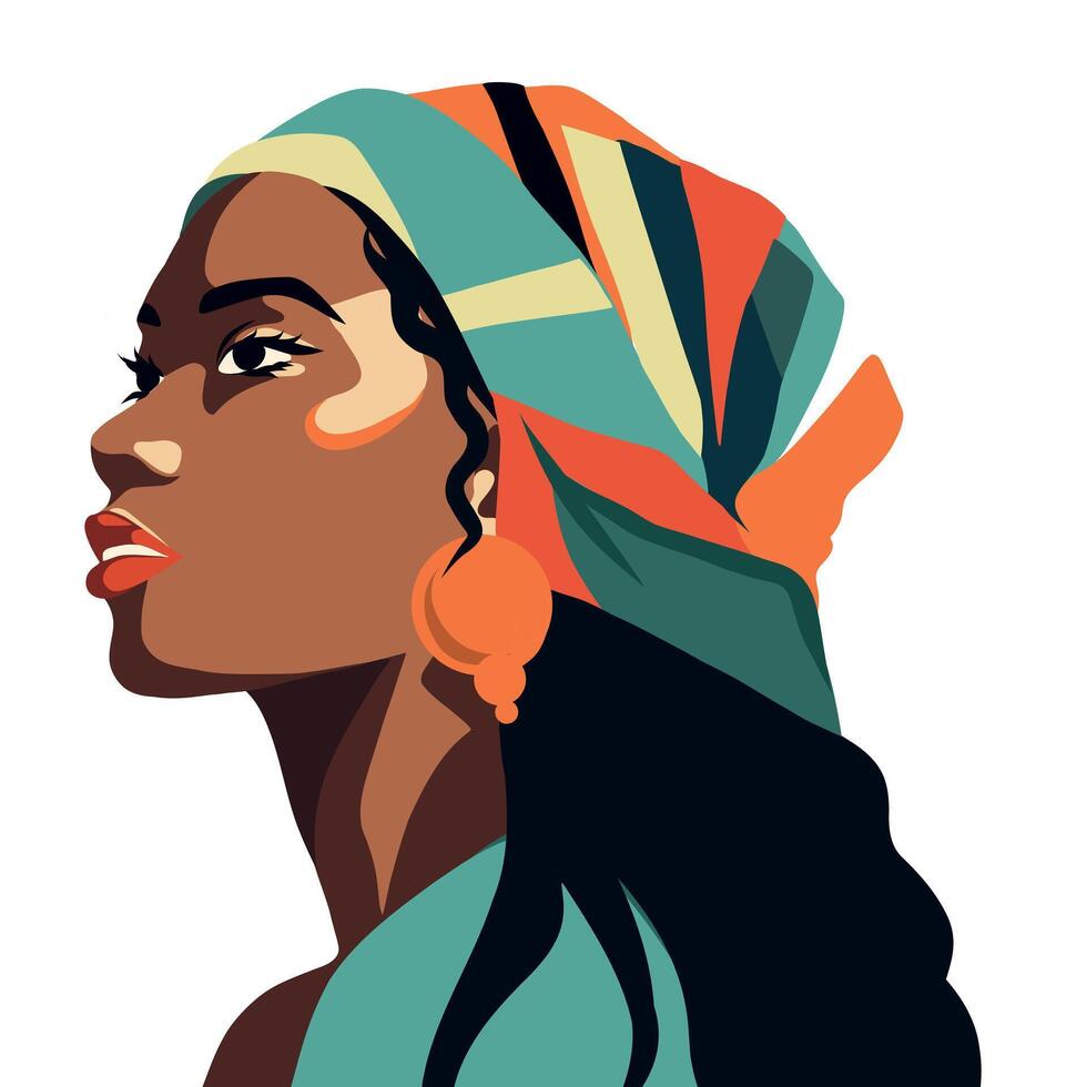 Woman with colorful headscarf profile vector