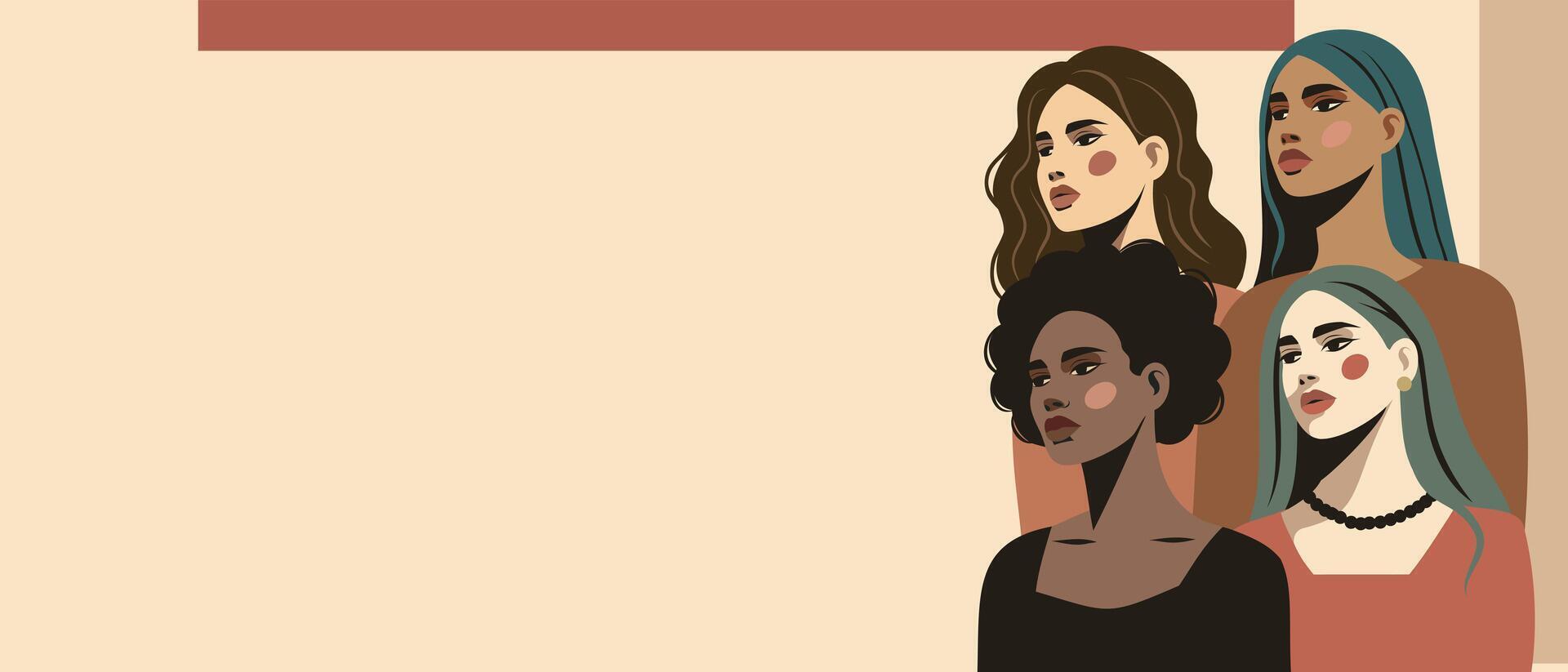 Illustration of diverse women with different hairstyles vector