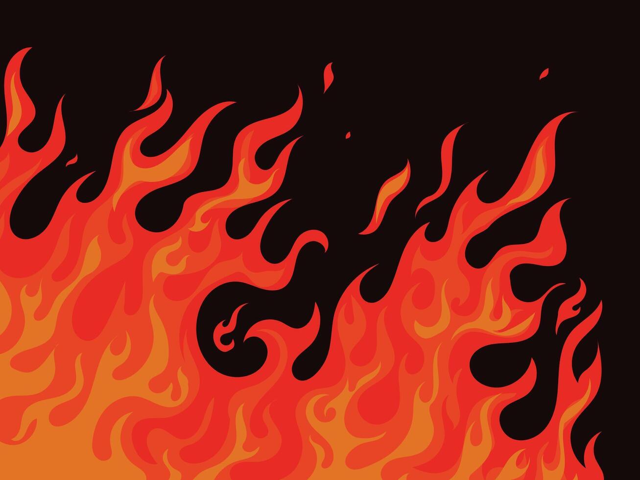 Burning fire on a dark background, flame vector