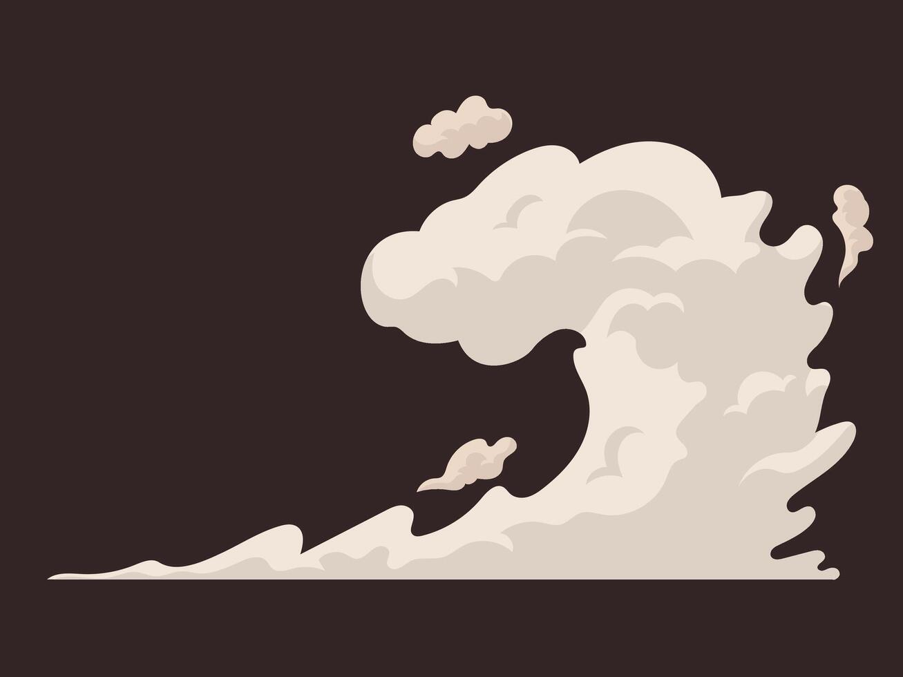 Cartoon Smoke Cloud, Fog Flow or Smokey Steam vector