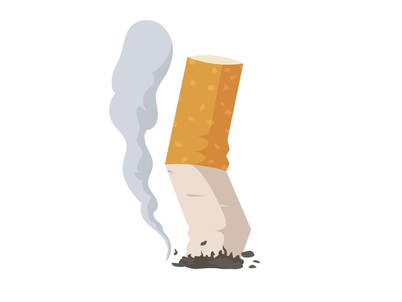 The bad habit of smoking, cigarette butts, no smoking vector