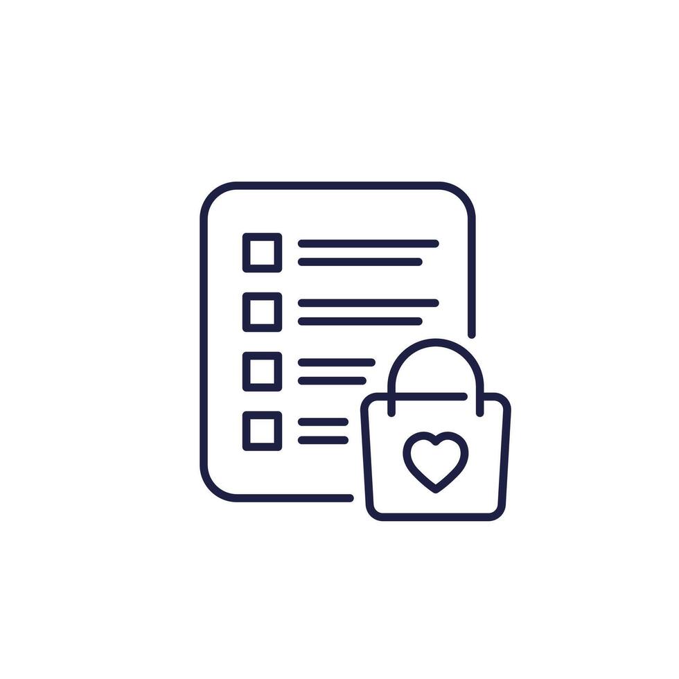 shopping list icon with a bag in line style vector