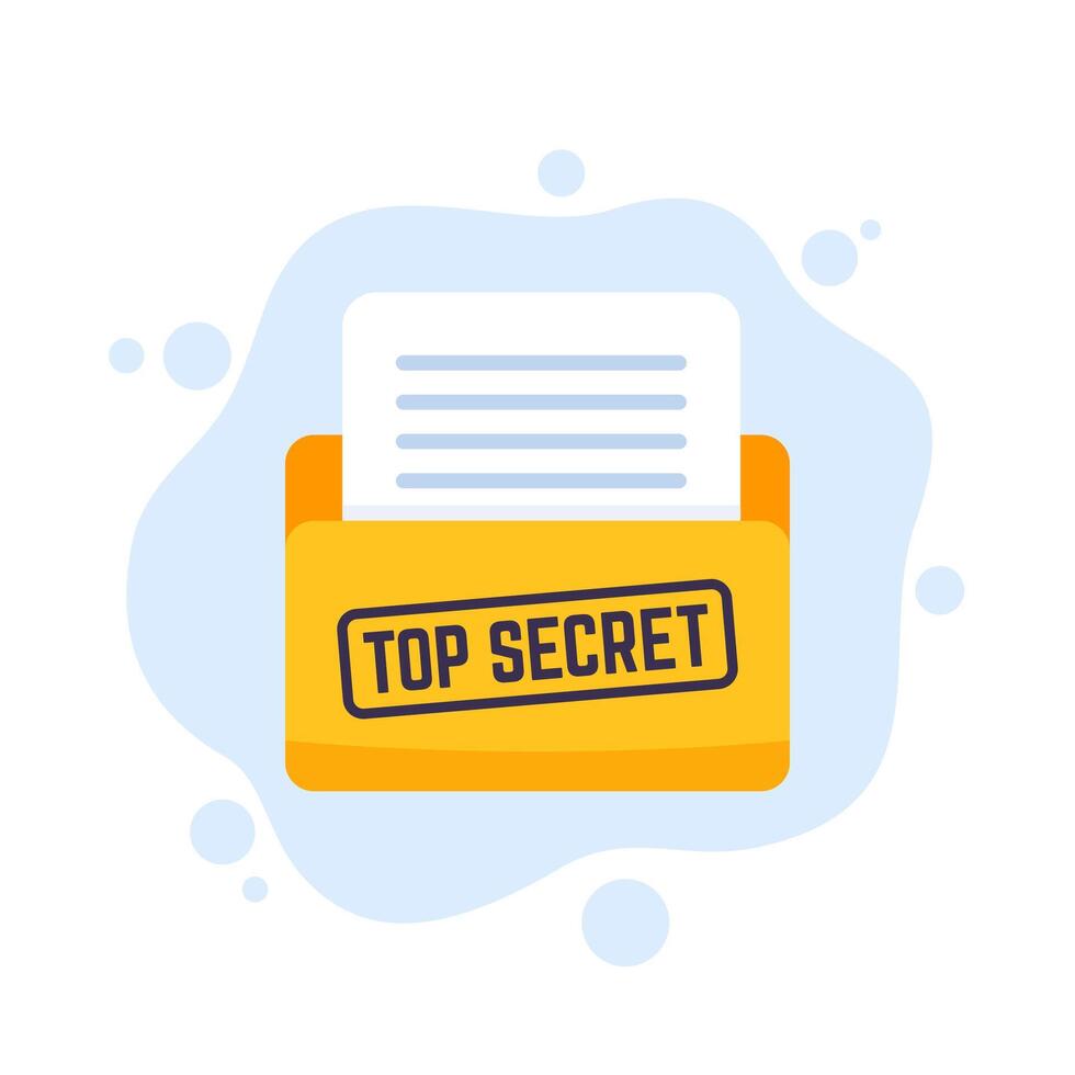 top secret documents in folder icon, vector